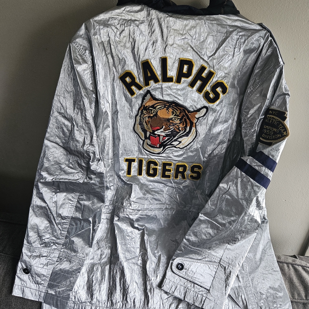 Polo by Ralph Lauren Metallic Silver Raincoat with Patch - Picture 5 of 6